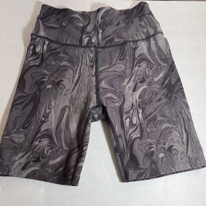 Abercrombie & Fitch Black and Gray Marble Bike Shorts